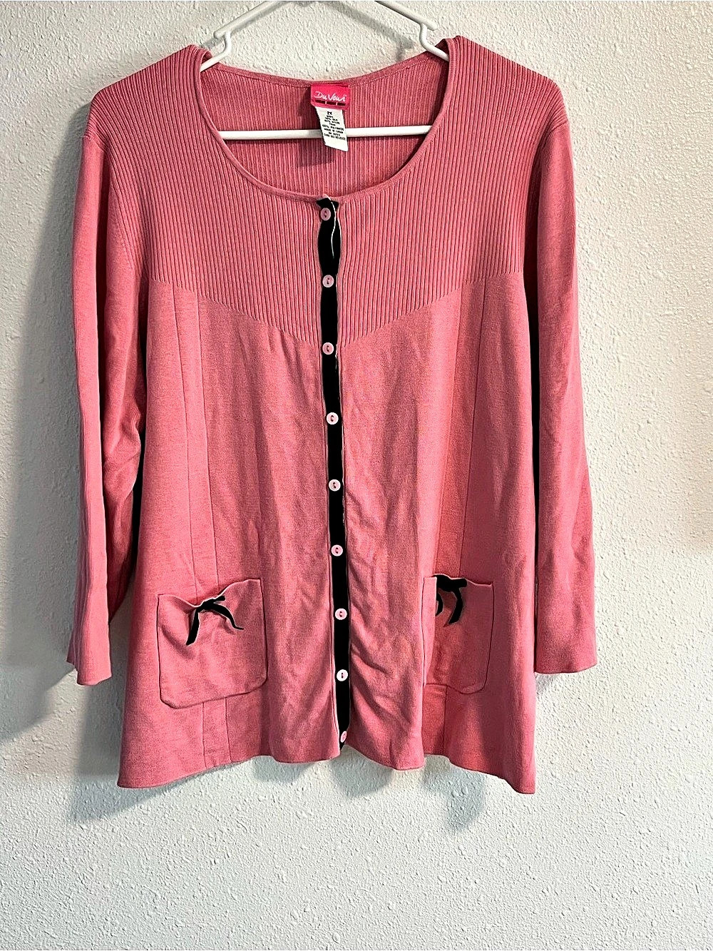 Du Jour Pink Silk Blend Cardigan Size 2X